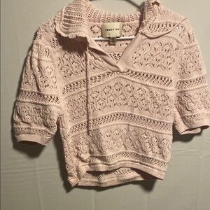 Industrie Clothing Pink V-Neck Sweater with Nordic Pattern